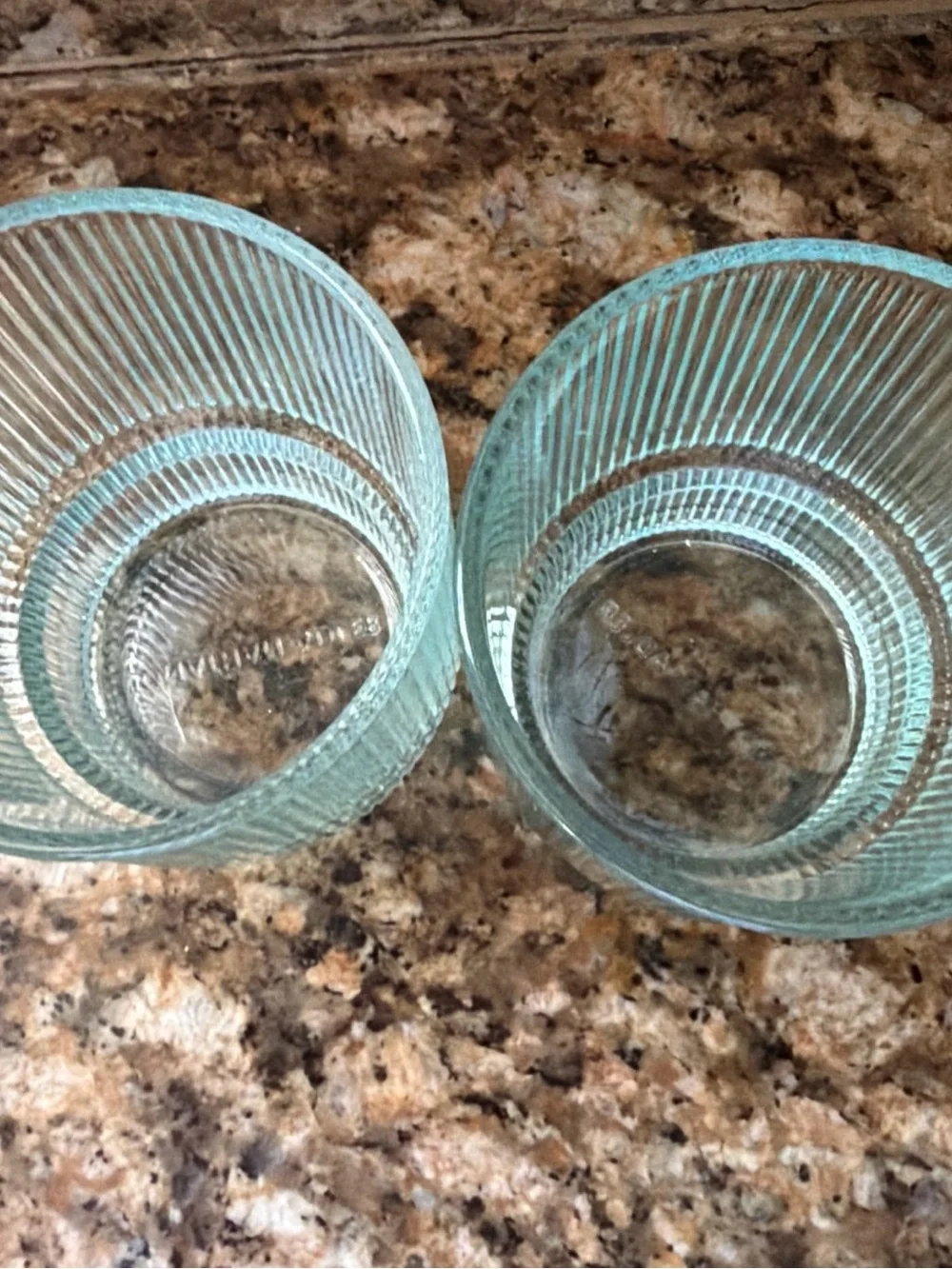 Jonathan Adler Biba Glass Tumblers Ribbed Aquamarine Pair Of 2 SH30